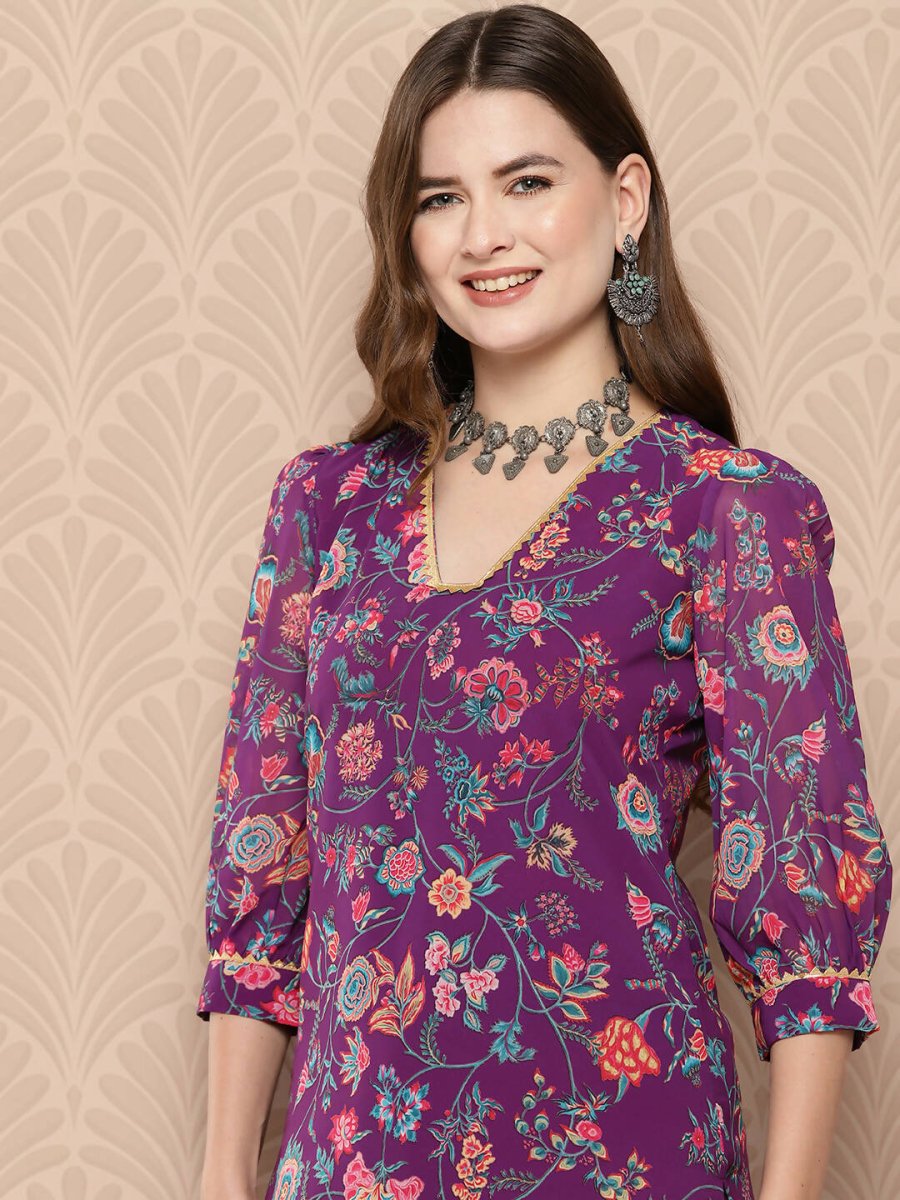 Ahalyaa Women's Traditional wear Kurta Set - Purple