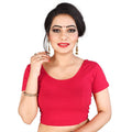 Vamika Pink Lycra Plain Blouse For Women