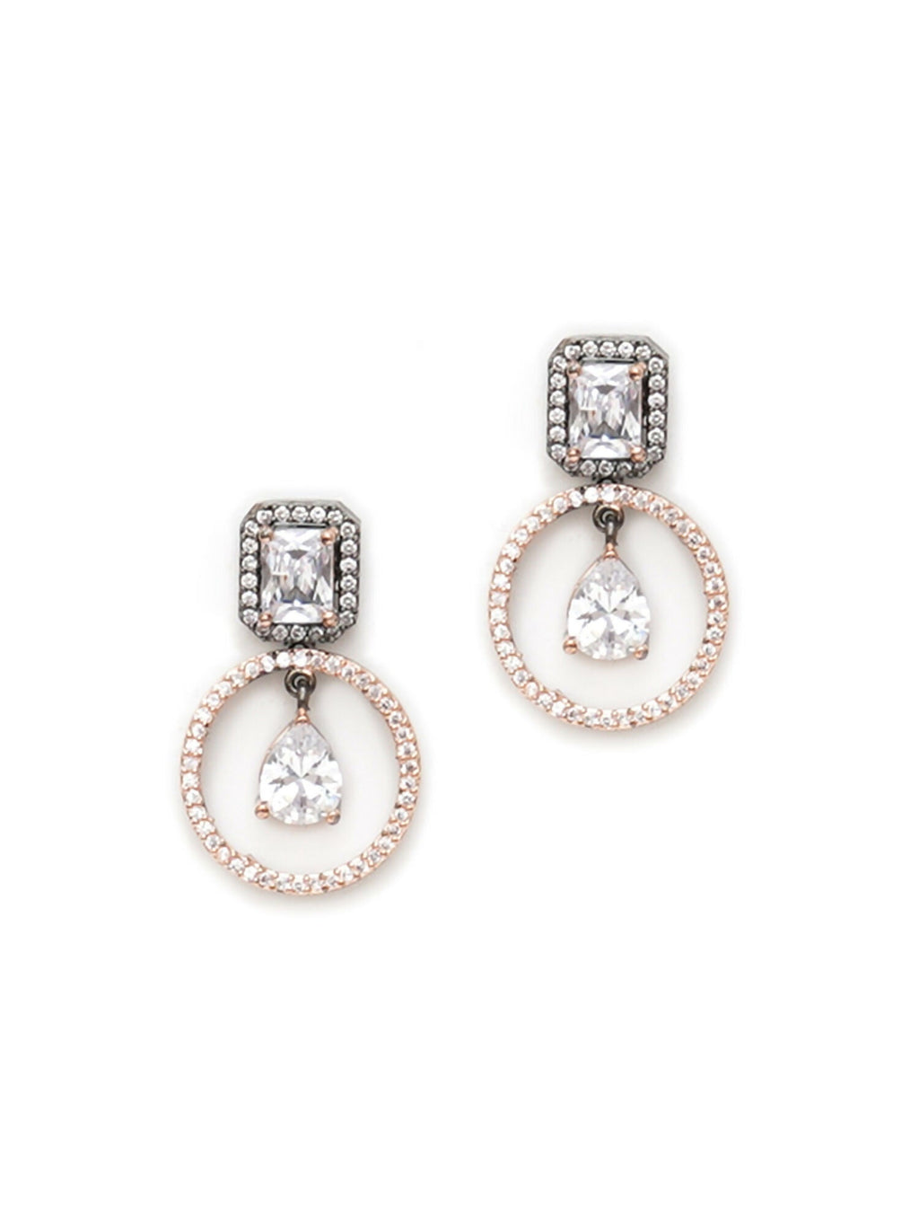Stone kundan earrings (white) - Ruby Raang