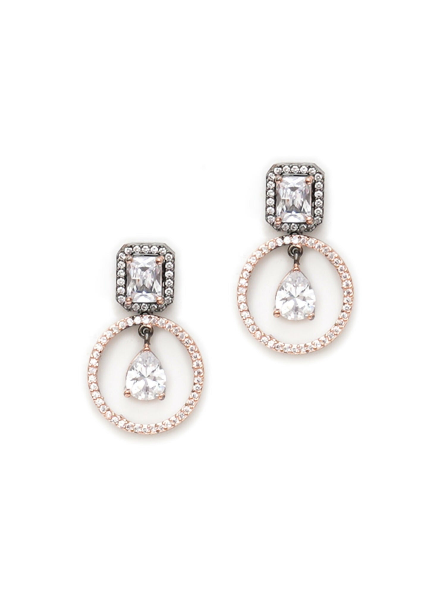 Stone kundan earrings (white) - Ruby Raang