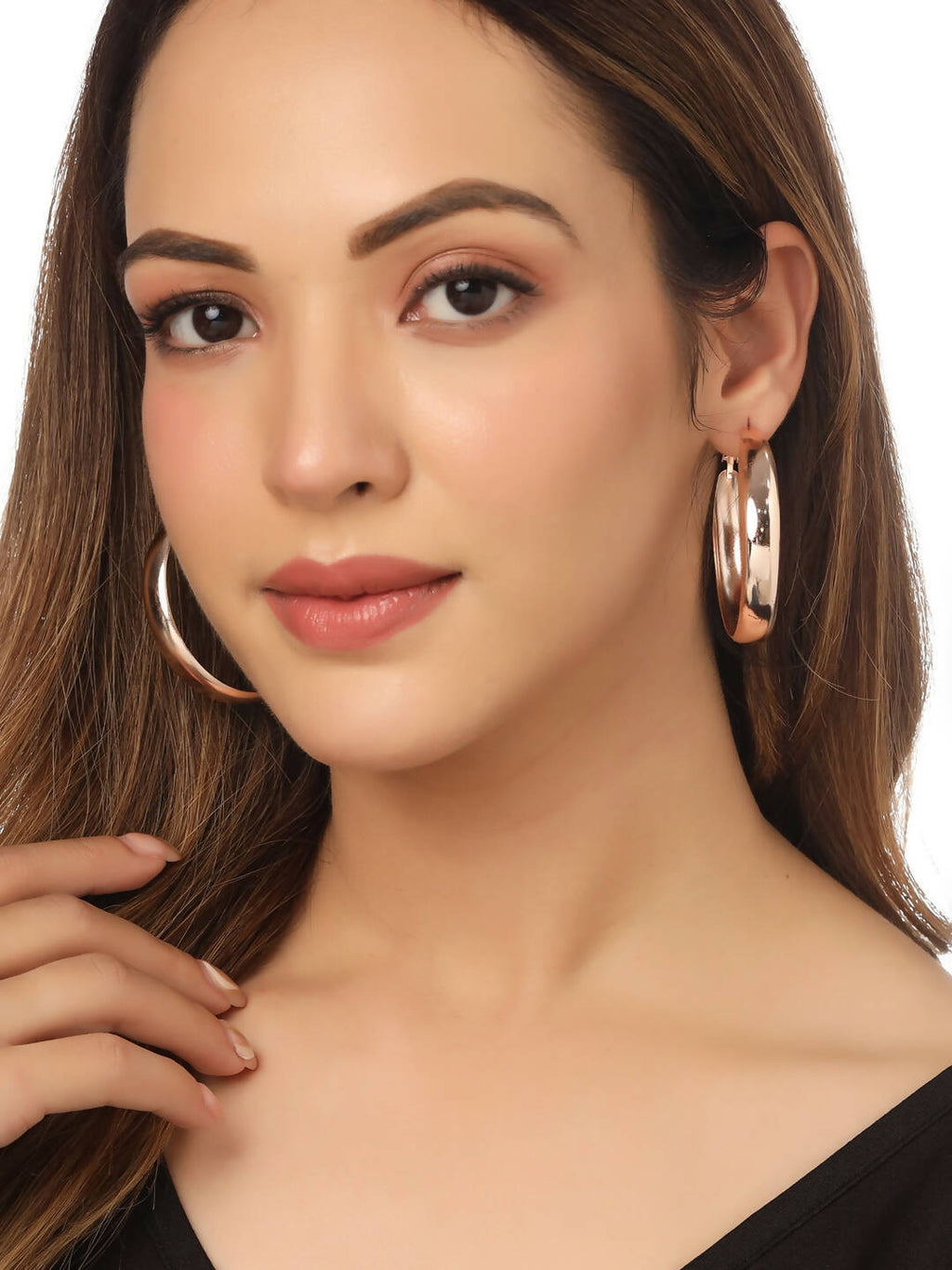 NVR Women Gold-Polished Hoop Earrings
