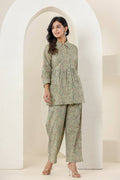 Kaajh Women's Green Printed Cotton Co-ord Set
