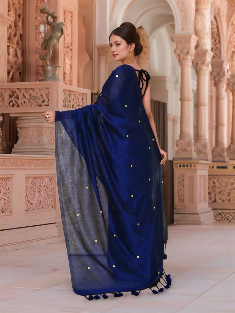 Joban Fashion Women Navy Blue Trendy Cotton Saree