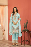 Sky Blue Heavy Faux Georgette Embroidered Semi Stitched Suit - Dhvani