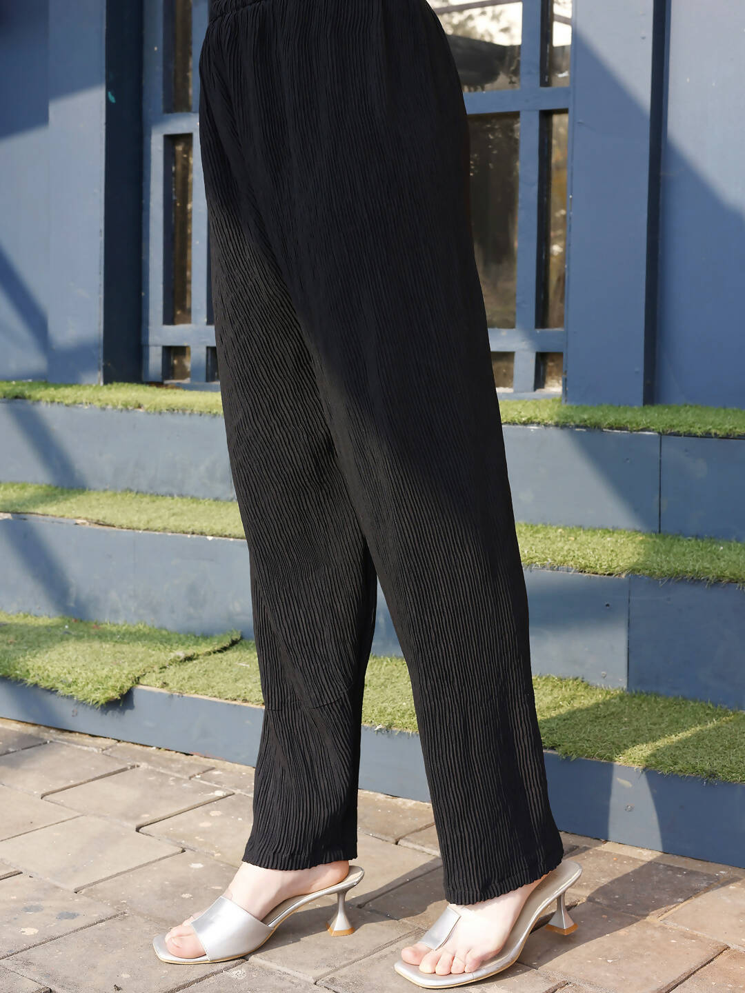 Black Crush Plain Top with Matching Bottom - Eesha
