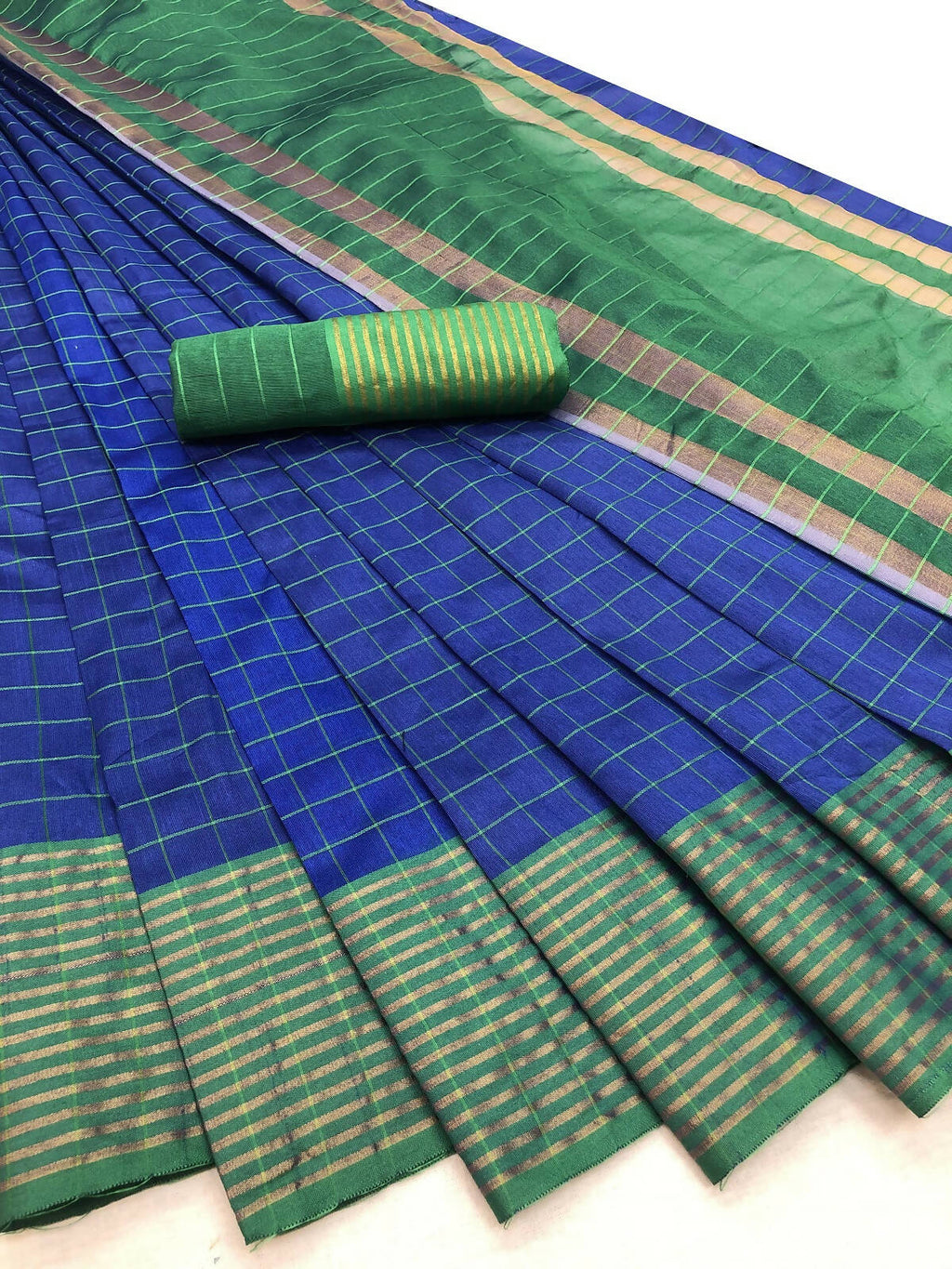 Vamika Blue Cotton Silk Weaving Saree (Manipuri Blue)
