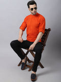 Even Apparels Orange Pure Cotton Men's Kurta With Side Placket