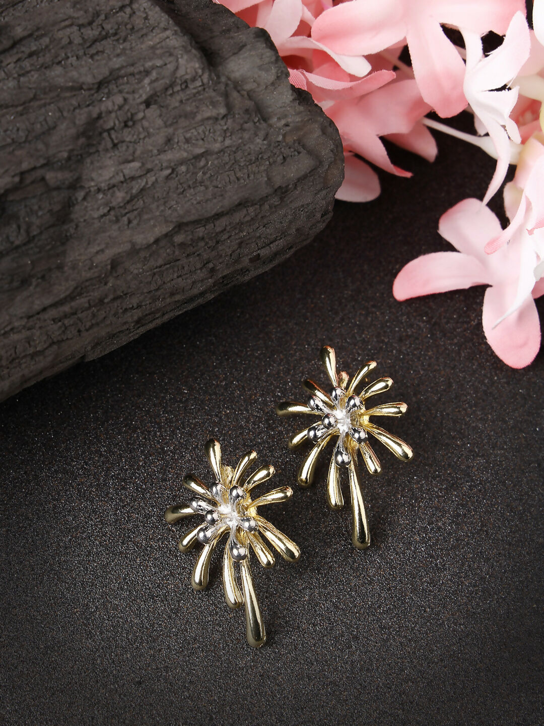 NVR Women Gold-Polished Drop Earrings