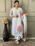 Partywear Designer Linen Cotton with cotton lining Offwhite Stitched Suit With Dupatta - Tanisha