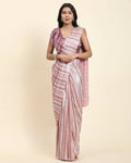 Pink Pure Georgette Sequence work Ready to wear Saree with stitched Blouse - Satiksha
