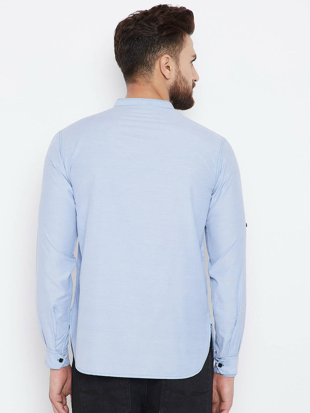Even Apparels Blue Pure Cotton With Band Collar Men's Kurta