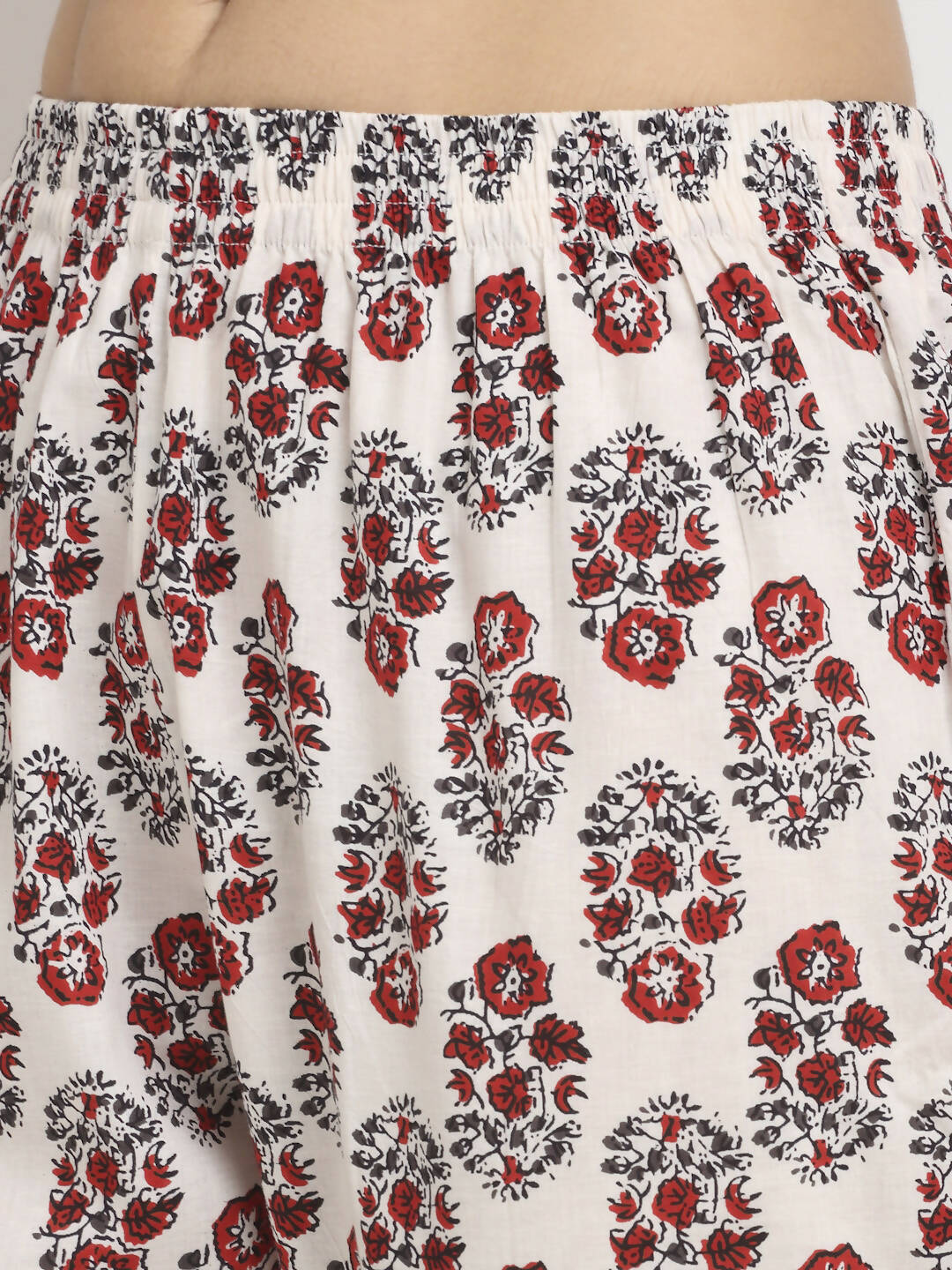Rudra Bazaar Leaf Printed Anarkali Red Suit Set With Dupatta