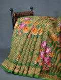 Shades Of Parrot Green Floral Design Semi Chanderi Saree By Gayathri Reddy Designer Studio