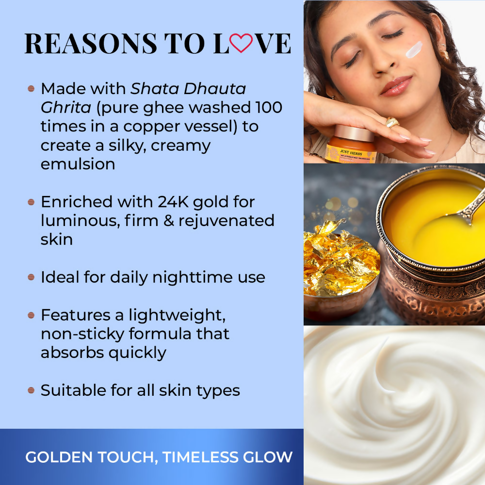 Just Herbs Pure Ghee & 24K Gold Deep Nourishing Night Treatment Cream