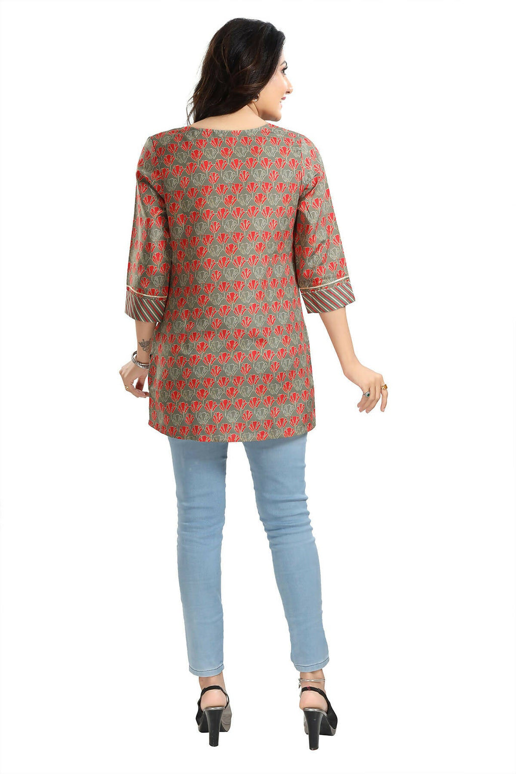 Snehal Creations Pleasant Pista Green Rayon Short Kurti Tunic Top