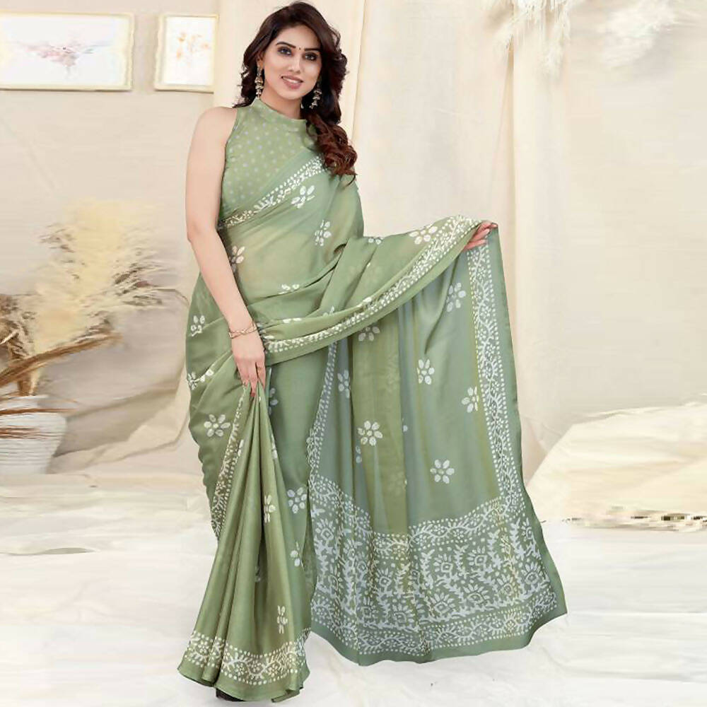 Women's Partywear Designer Pista Chinon Shiffon Fancy Saree - Dyuti