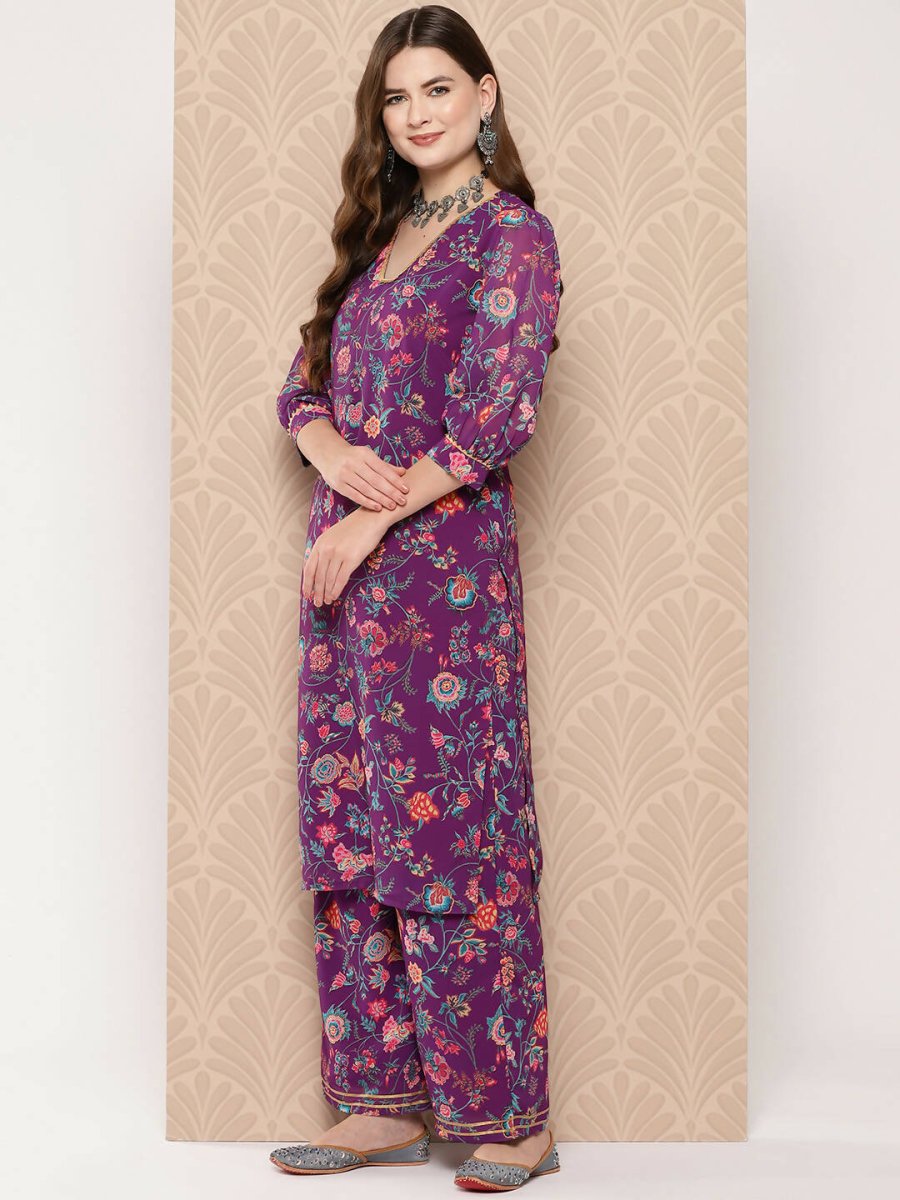 Ahalyaa Women's Traditional wear Kurta Set - Purple