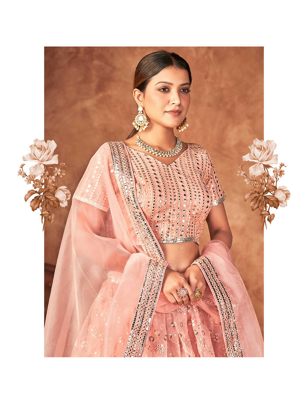 Wedding Designer Pink Organza lehengha Choli - Anbazaar
