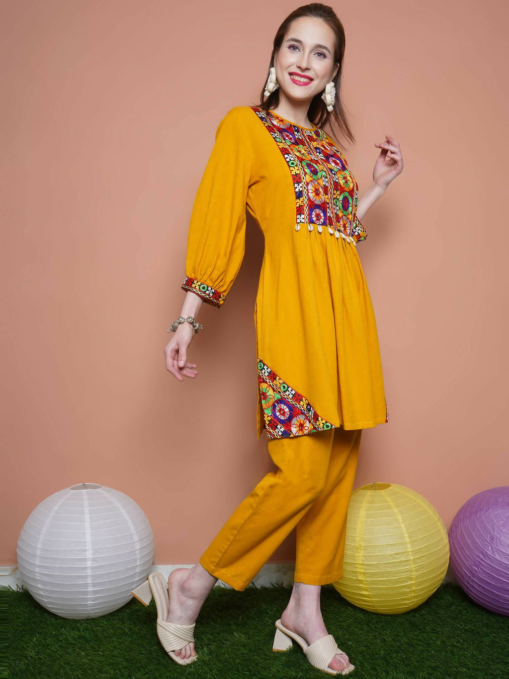 Women Republic Mustard Cotton Kurta Set