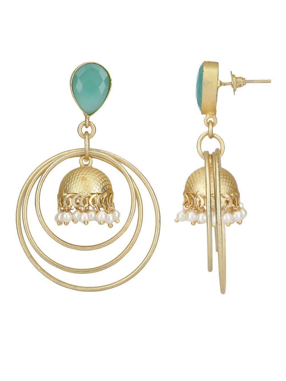 Joban Fashion Women Round Shape Matte Gold Earrings
