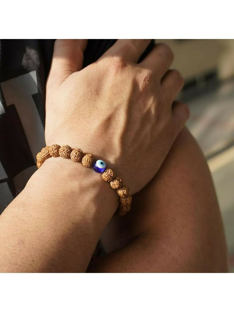 NVR Authentic 5 Mukhi Rudraksha Evil Eye Tie Up Band