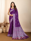 Purple Soft Silk Woven Meenakari Designer Saree - Vedanti