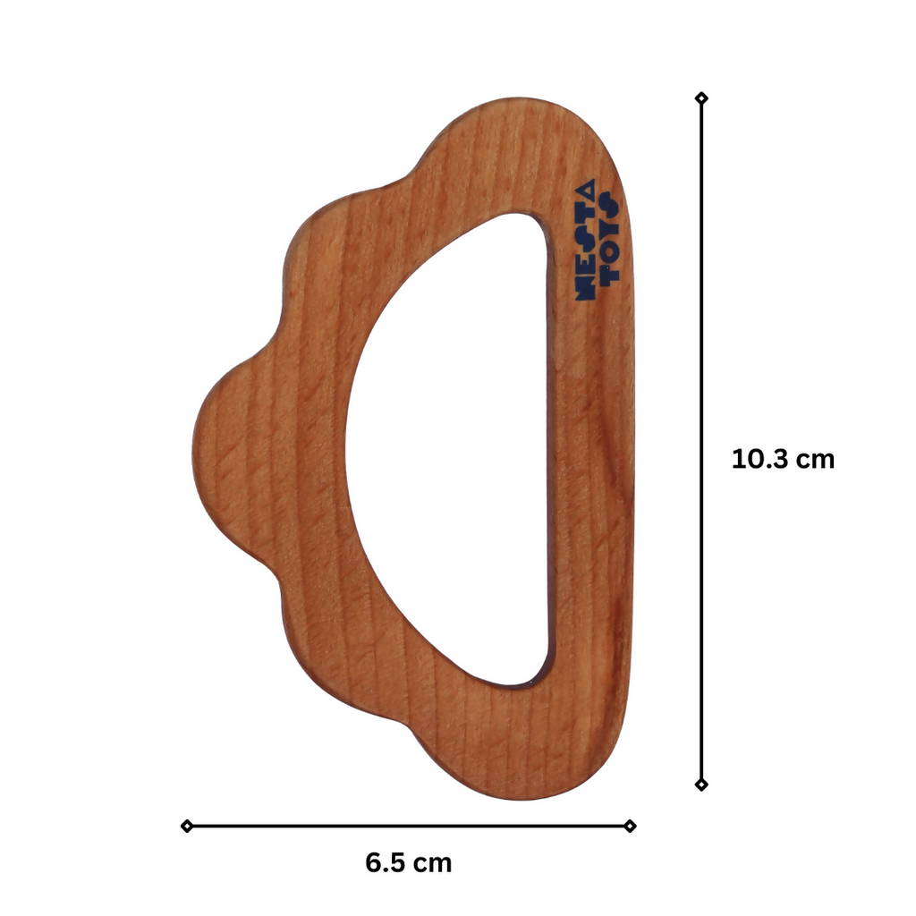 Nesta Toys Beech Wooden Cloud Teether, Baby Shower Gift, Newborn Toy (0-1.5 Years)