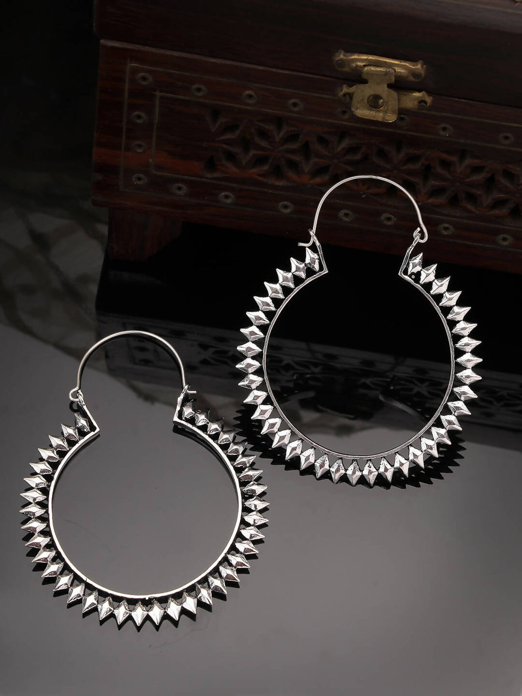 NVR Women Silver Full Circular Hoop Earrings