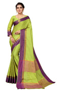 Vamika Ethnic Fire Parrot Green Cotton Silk Saree