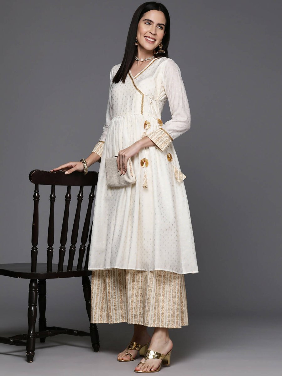 Ahalyaa Women's Traditional wear Ethnic Dress - Off White