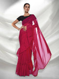 Pink Organza Solid Saree With Unstitched Blouse Piece - Shanaya