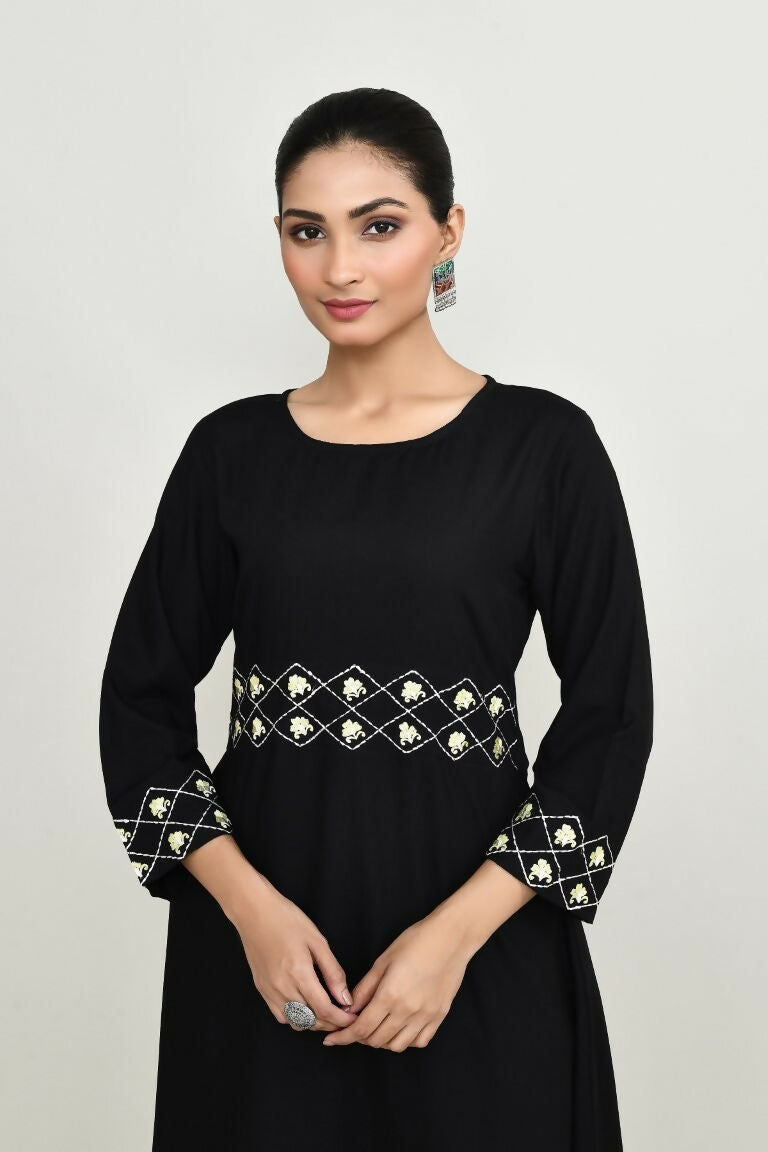 Joban Fashion Black Rayon Kurta Set