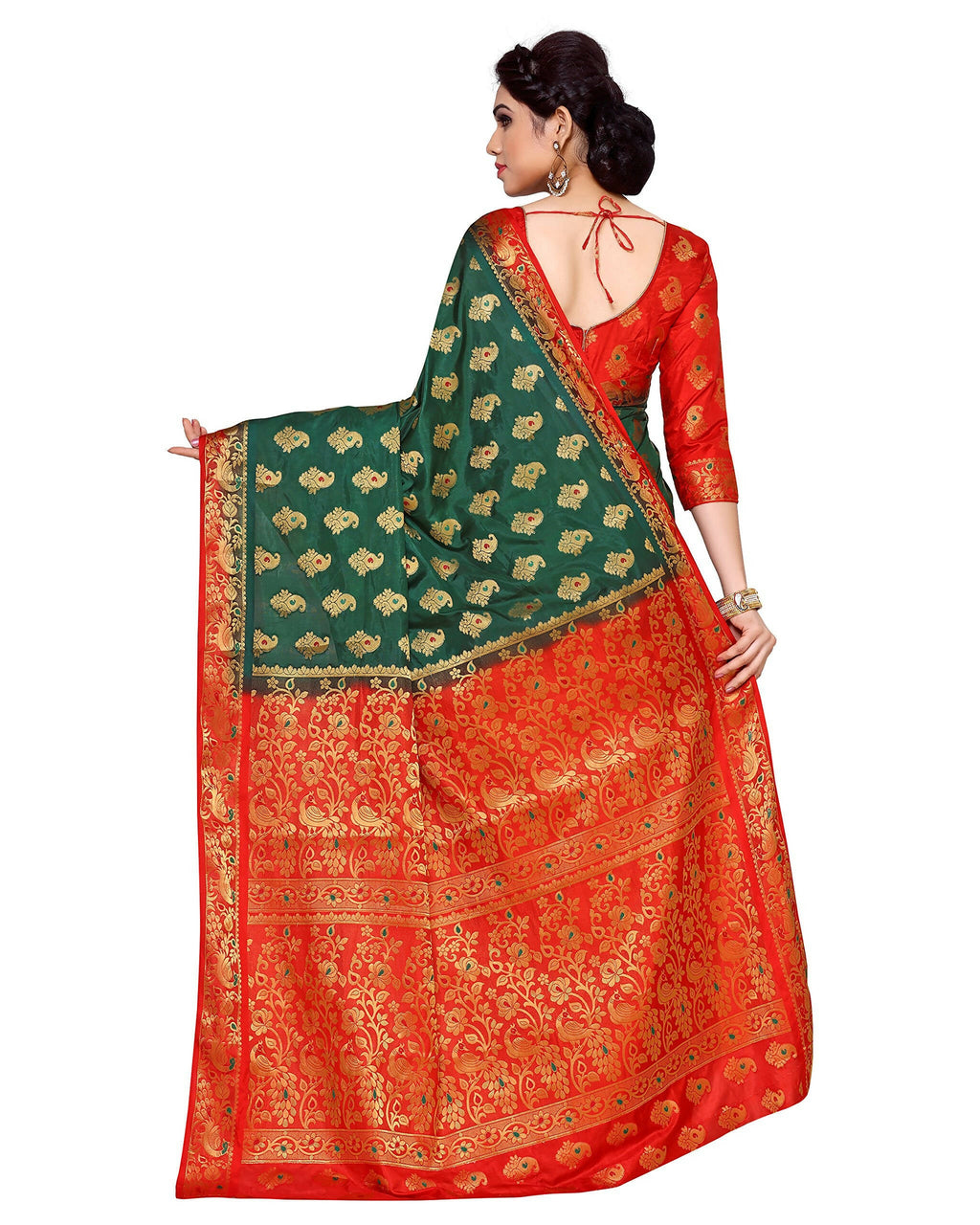 Mimosa Women's Green Kanchipuram Art Silk Saree