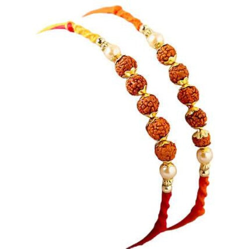 Set of 2 Rudraksha Rakhi and Cashew Jar Combo