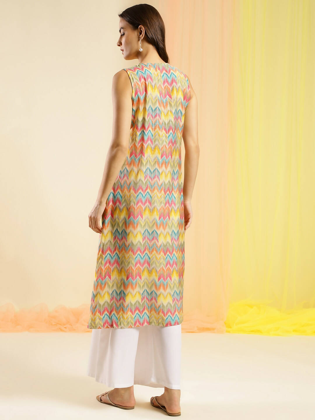 Women Multicolor Angrakha Poly Chanderi Printed Kurta - Shurma