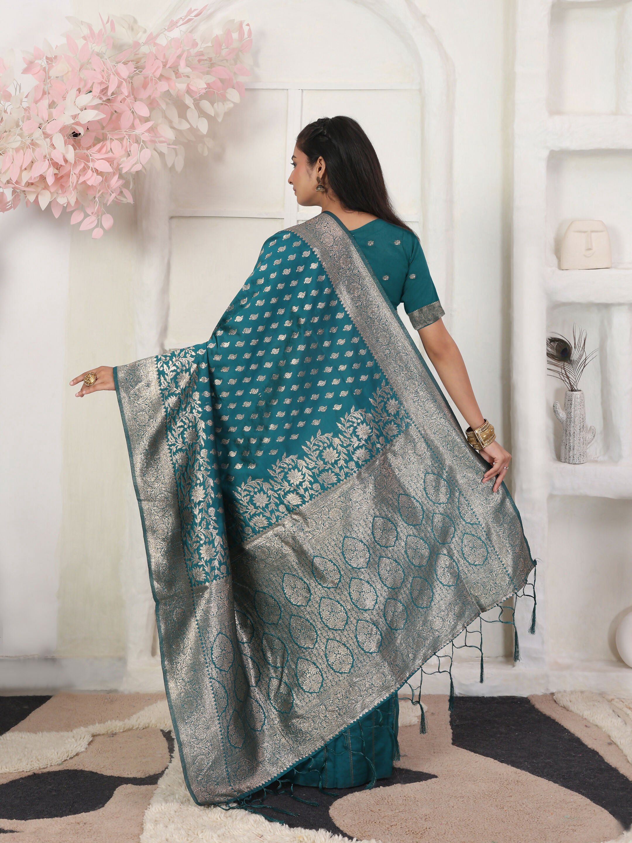 Shree Shyam Fashion Lichi Silk Rama Saree