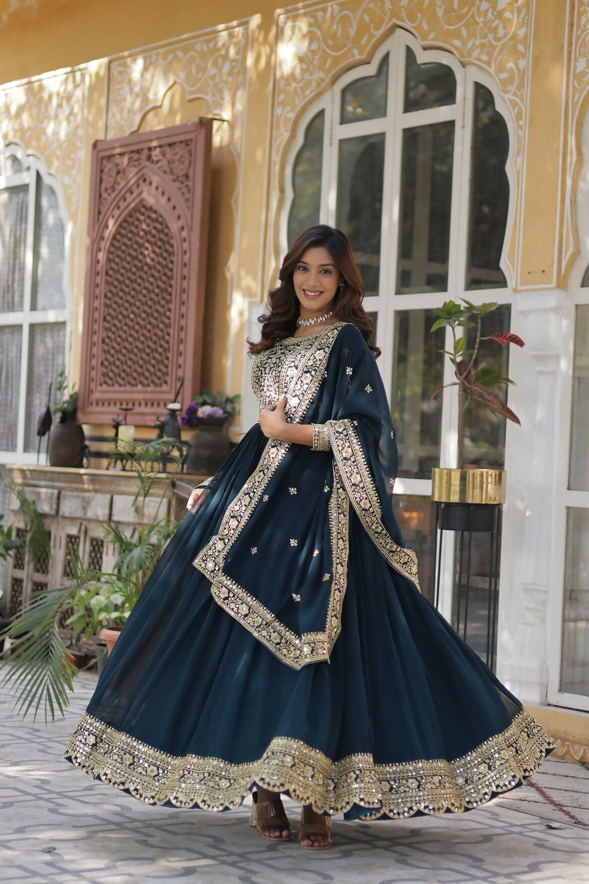 Joban Fashion Rama Georgette Sequence Embroidery Work Kurta Set