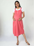 Manet Half Sleeves Solid Maternity Dress With Concealed Zipper Nursing Access - Red