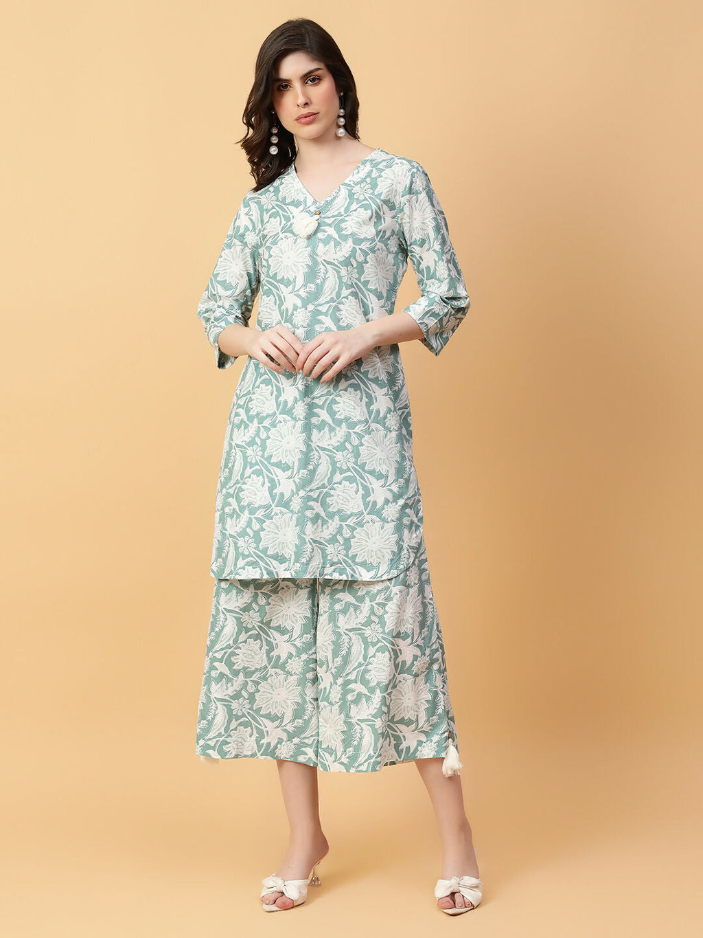 Joban Fashion Green Cotton Printed & Hand Work Co-ord Set