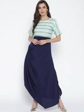 Ahalyaa Blue Crepe One Side Gathered Drape Kurta Dress