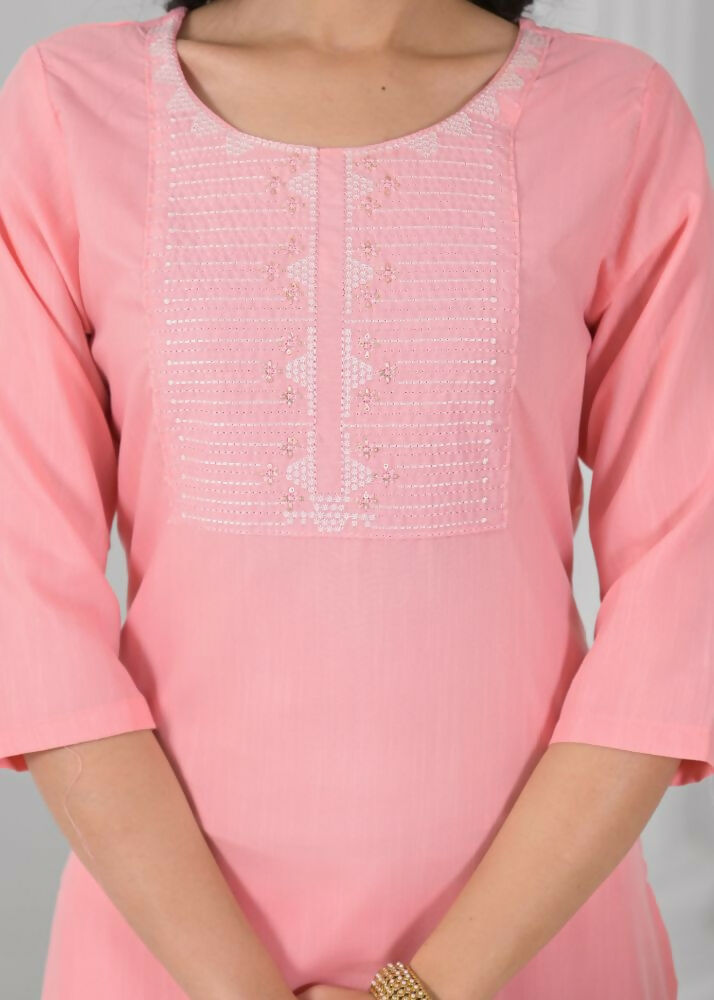Ethnic Festive Wear Reyon Baby Pink Stitched Suit With Dupatta - Tanisha