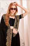 PR Fashion Black Fendi Two Tone Silk Heavy Zari & Resham Embroidery Work With Heavy Zircon Work Saree