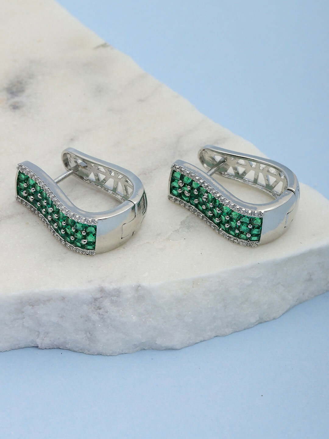 Green Hoops Earrings- Ruby Raang