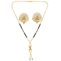 AanyaCentric Gold-Polished Short Mangalsutra Set with Earrings