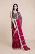 Suta Women Maroon Green Pure Handloom Cotton Saree