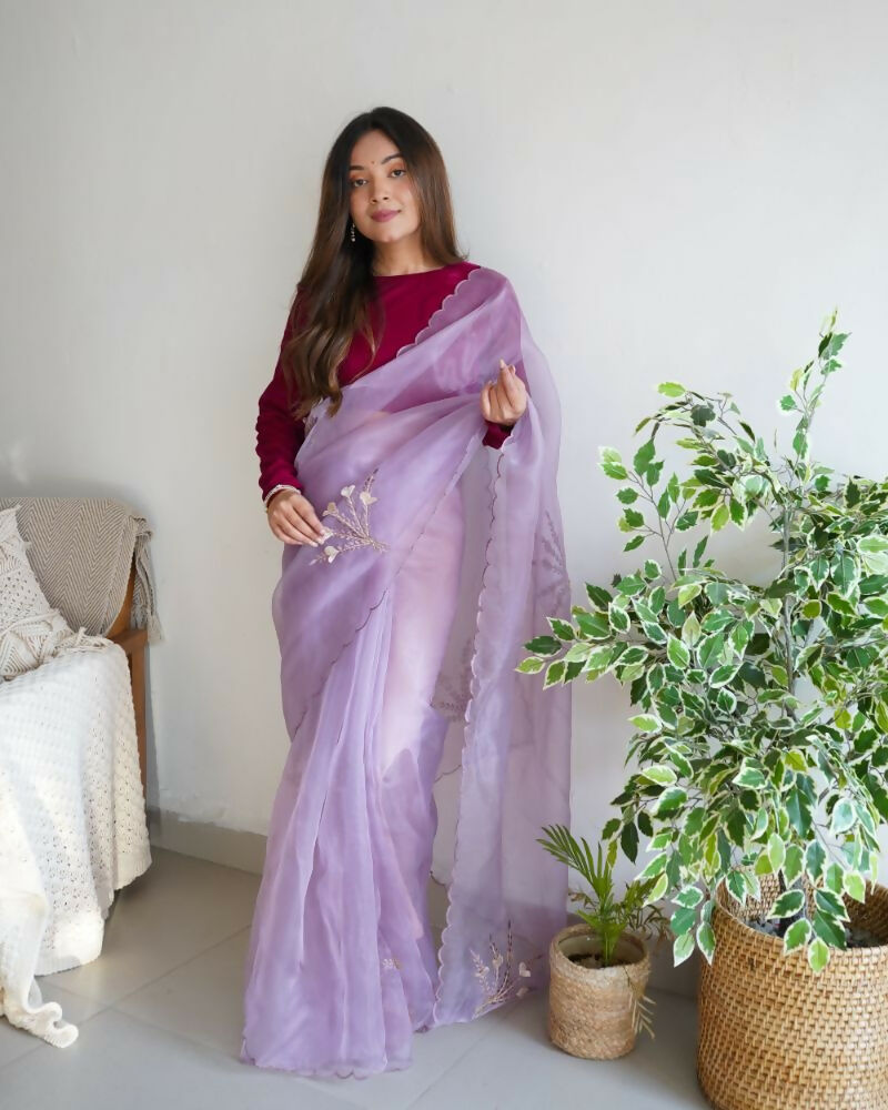 Vamsee Ena Lavender Organza Saree