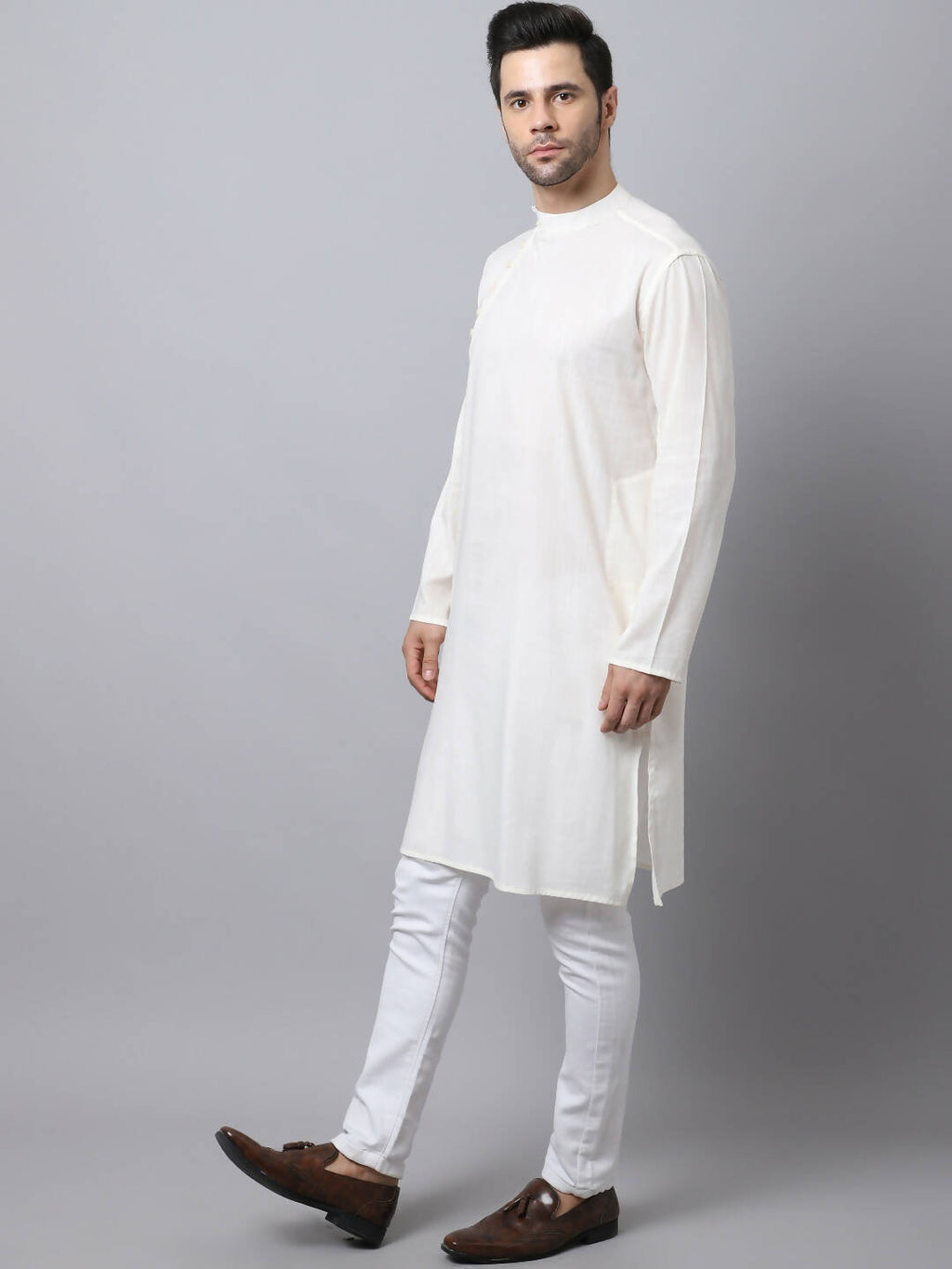 Even Apparels White Cotton Pure Cotton Men's Kurta With Side Placket