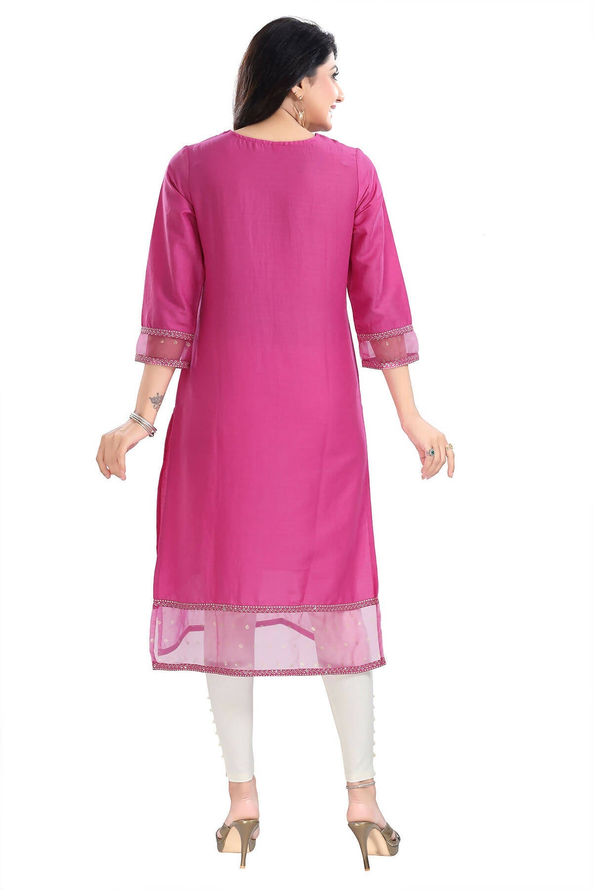 Snehal Creations Wonderful Art Silk Designer Long Kurti Tunic With Zari Embroidery
