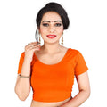 Vamika Orange Lycra Plain Blouse