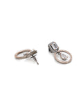Stone kundan earrings (white) - Ruby Raang